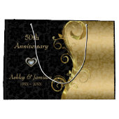 Grand Sac Cadeau Gold Et Black Damask (Dos)