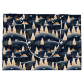 Grand Sac Cadeau Gold et Dusty Blue Winter (Dos)