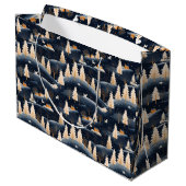 Grand Sac Cadeau Gold et Dusty Blue Winter (Dos Angle)