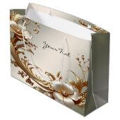 Grand Sac Cadeau Gold Floral Gift Bag (Dos Angle)