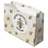 Grand Sac Cadeau Gold moderne et Black Honey Bee Hive (Dos Angle)