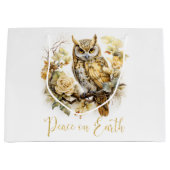 Grand Sac Cadeau Gold Owl On A Branch  (Devant)