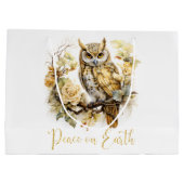 Grand Sac Cadeau Gold Owl On A Branch  (Dos)