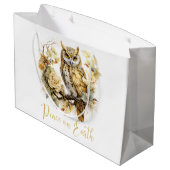 Grand Sac Cadeau Gold Owl On A Branch  (Dos Angle)