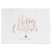 Grand Sac Cadeau Gold Simple Calligraphy Joyeux Noël (Devant)