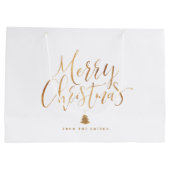 Grand Sac Cadeau Gold Simple Calligraphy Joyeux Noël (Dos)