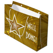 Grand Sac Cadeau Gold Star print Bien Fait blanc (Devant Angle)