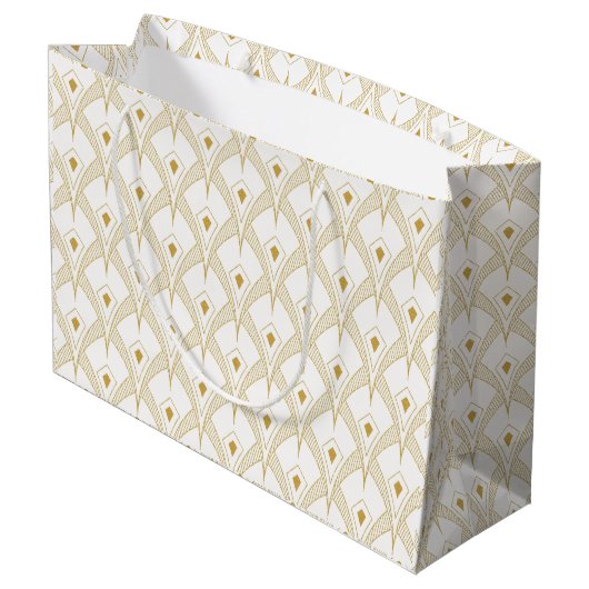 Grand Sac Cadeau Gold & white art-deco seamless pattern 3 (Dos Angle)
