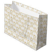 Grand Sac Cadeau Gold & white art-deco seamless pattern 3 (Devant Angle)
