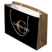 Grand Sac Cadeau Gold White Monogramme Nom Luxe (Dos Angle)
