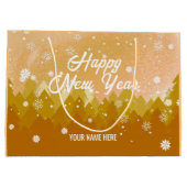 Grand Sac Cadeau Gold White Neige Paisible Forêt Noël Nouvel An (Dos)