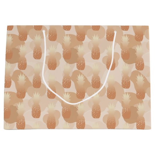 Grand Sac Cadeau Golden Pineapples Pattern Tropical (Devant)