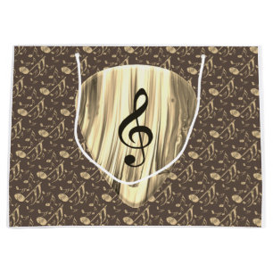 Grand Sac Cadeau Golden Plectron - Design élégant pour les mélomane