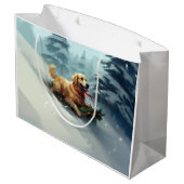 Grand Sac Cadeau Golden Retriers Noël neige hiver (Dos Angle)