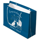 Grand Sac Cadeau Golden Retriever Baby shower chien bleu garçon (Devant Angle)