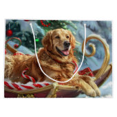 Grand Sac Cadeau Golden Retriever Chien Festif de Noël (Dos)