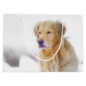 Grand Sac Cadeau Golden retriever dans la neige (Dos)