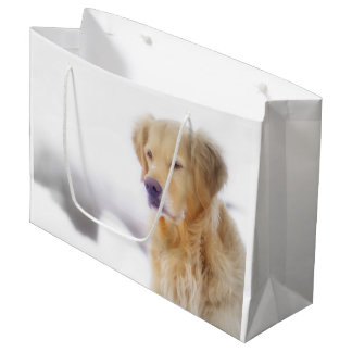 Grand Sac Cadeau Golden retriever dans la neige