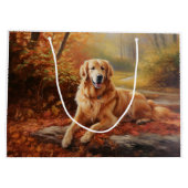 Grand Sac Cadeau Golden Retriever en automne Leaves automne Inspire (Dos)