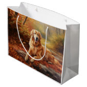Grand Sac Cadeau Golden Retriever en automne Leaves automne Inspire (Dos Angle)