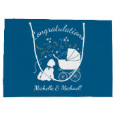 Grand Sac Cadeau Goldendoodle Chien Baby shower Garçon bleu (Dos)