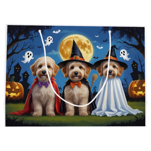 Grand Sac Cadeau Goldendoodle Chiens Citrouille Halloween Funny (Dos)