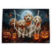 Grand Sac Cadeau Goldendoodle Halloween Éffrayant (Devant)