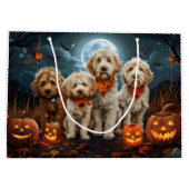 Grand Sac Cadeau Goldendoodle Halloween Éffrayant (Dos)