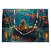 Grand Sac Cadeau Goldendoodle Noël Festive Voyage (Devant)