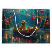 Grand Sac Cadeau Goldendoodle Noël Festive Voyage (Dos)