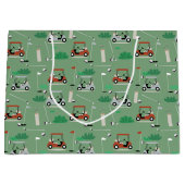 Grand Sac Cadeau Golf Carts Moderne Golfer Golf Thème Motif (Devant)
