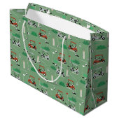 Grand Sac Cadeau Golf Carts Moderne Golfer Golf Thème Motif (Dos Angle)