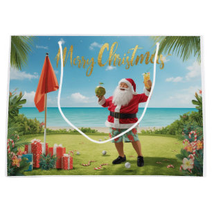 Grand Sac Cadeau Golf de Noël avec le Père Noël à Hawaï