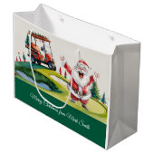 Grand Sac Cadeau Golf Noël thème avec le Père Noël sur le parcours (Devant Angle)