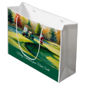 Grand Sac Cadeau Golf Noël thème avec le Père Noël sur le parcours (Devant Angle)