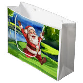 Grand Sac Cadeau Golf Santa Claus sur Golf Course Noël (Devant Angle)