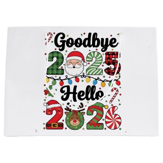 Grand Sac Cadeau Goodbye 2025 Hello 2026 New Year Resolution   (Devant)