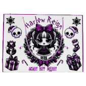 Grand Sac Cadeau Goth fille mignonne violet et noir Noël gothique (Dos)