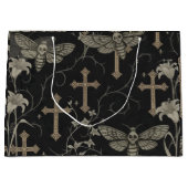 Grand Sac Cadeau Gothic Moth & Cross Damask Gift Bag (Devant)