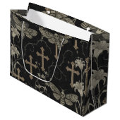 Grand Sac Cadeau Gothic Moth & Cross Damask Gift Bag (Devant Angle)