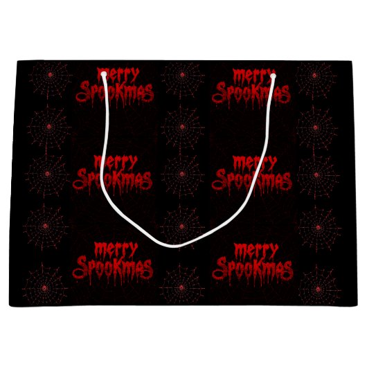Grand Sac Cadeau Gothmas Bold Red Script on Black Goth Christmas (Devant)