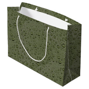 Grand Sac Cadeau gouttelettes d'eau verte d'olive