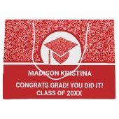 Grand Sac Cadeau Grad Glam rouge Casquette simple élégant personnal (Devant)