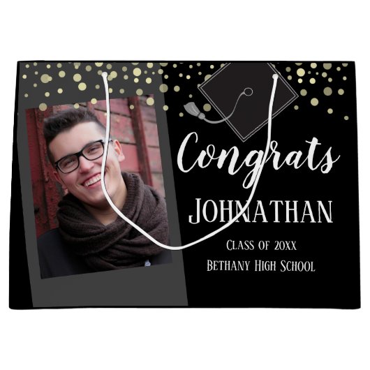 Grand Sac Cadeau Graduation Félicitations Une photo (Devant)