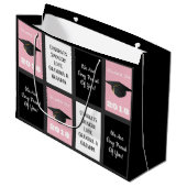 Grand Sac Cadeau Graduation personnalisable rose (Devant Angle)