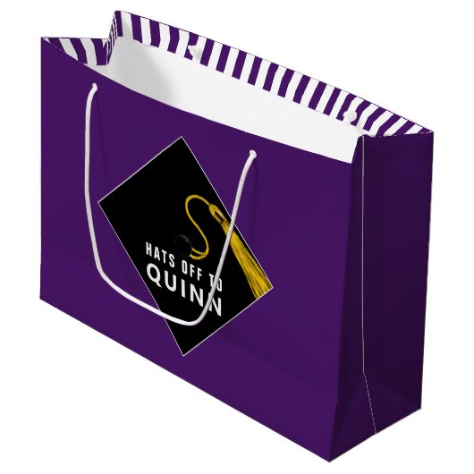Grand Sac Cadeau Graduation violet (Devant Angle)