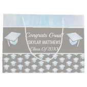 Grand Sac Cadeau Graduation White Opal Motif Congrats tendance (Dos)