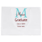Grand Sac Cadeau Gradué ajouter nom monogramme vert rose simple min (Dos)