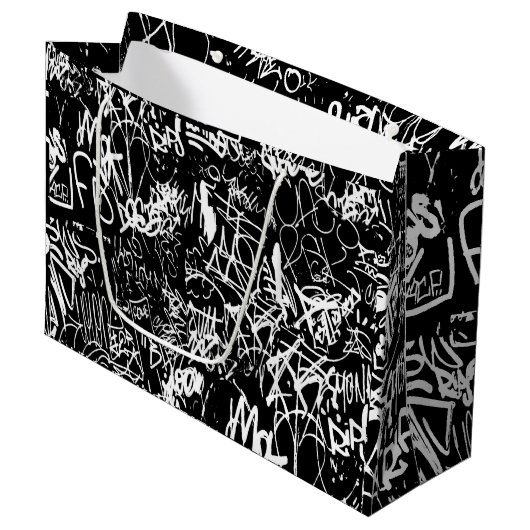 Grand Sac Cadeau Graffiti Abstrait Collage Motif d'impression (Devant Angle)