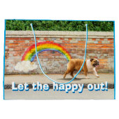 Grand Sac Cadeau Graffiti de chien et d'arc-en-ciel (Dos)